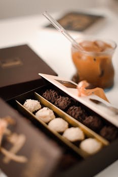 Schokolade - kleines Valentinsgeschenk auf einem Tisch