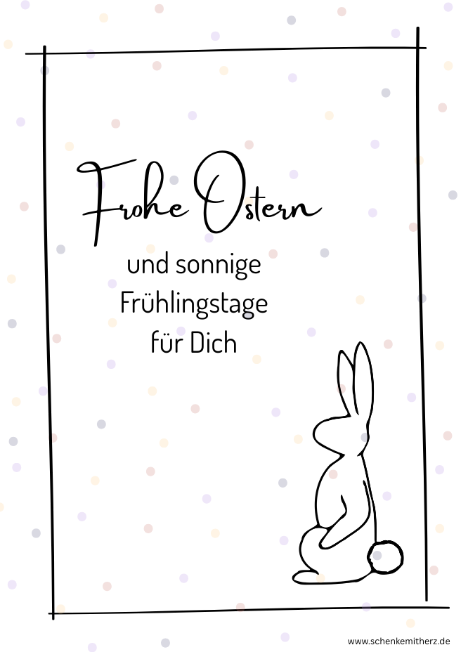 Ostergrüße  Bild mit Spruch zu Ostern und Hasen