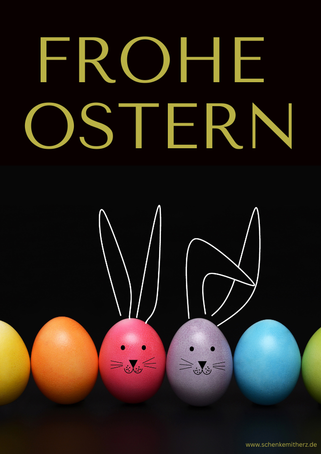 Ostergrüße  Bild mit Spruch zu Ostern und Hasen