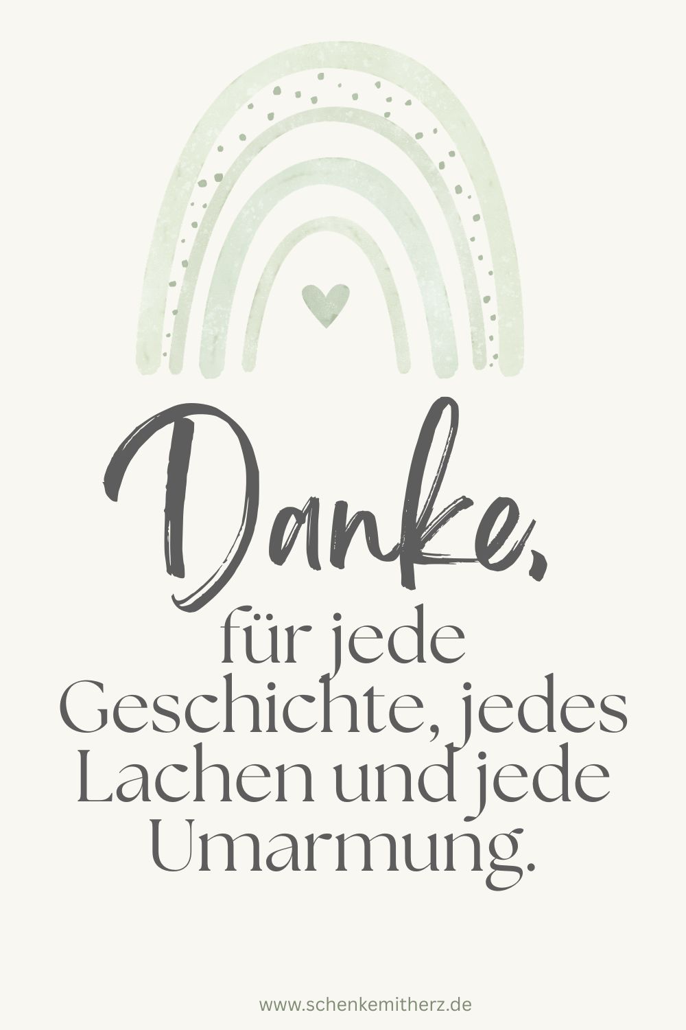 Handgeschriebene Spruchkarte: Danke für jede Geschichte, jedes Lachen und jede Umarmung – Dankeskarte Erzieherin